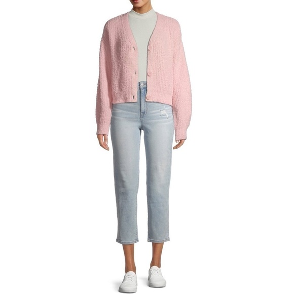 No Boundaries Juniors' Teddy Cardigan Pink Dusty Rose Textured Sweater XXL (19) - Picture 1 of 16